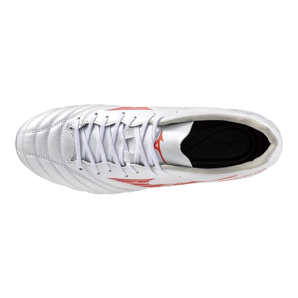 Mizuno Футбольные бутсы Monarcida NEO 3 WIDE PRO, клубный белый x 3E, футбол, широкие, легкие, красные, 24.0 см,