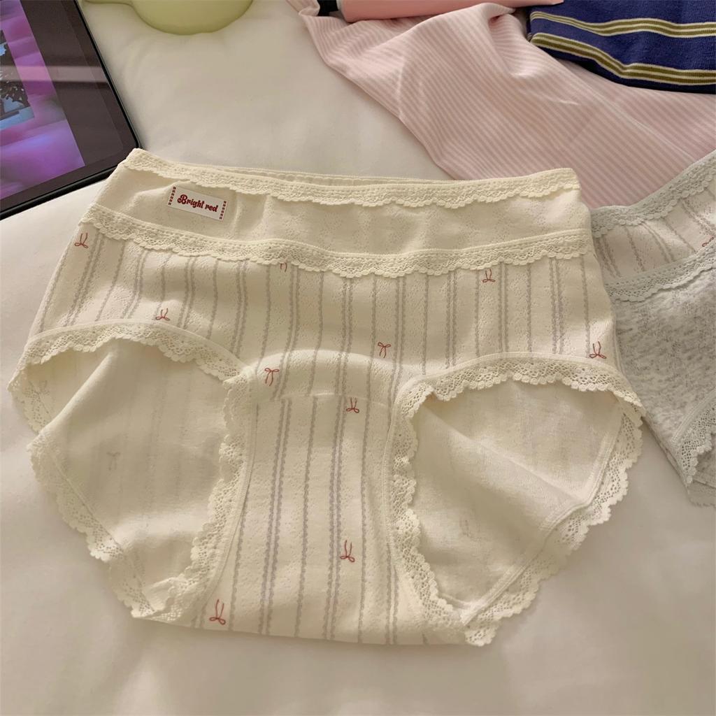 Women's Spring and Autumn Vintage Cotton Non Hip 10A Antibacterial Crotch Panties