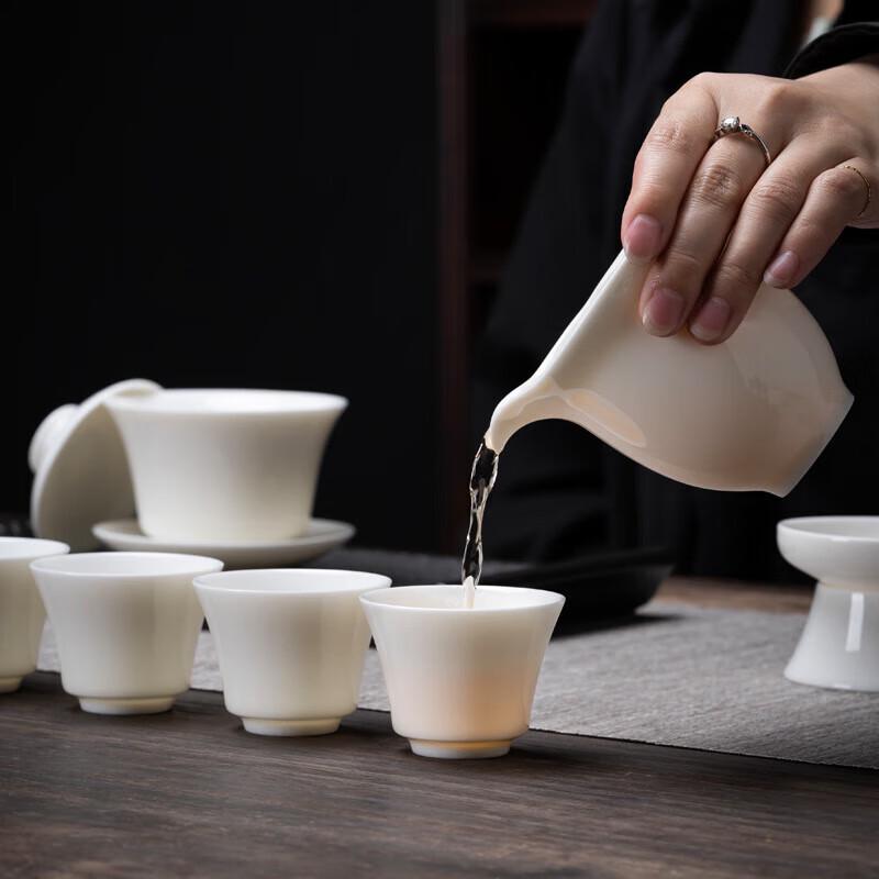 Chaxun Mutton Fat Jade White Porcelain Gongfu Tea Set