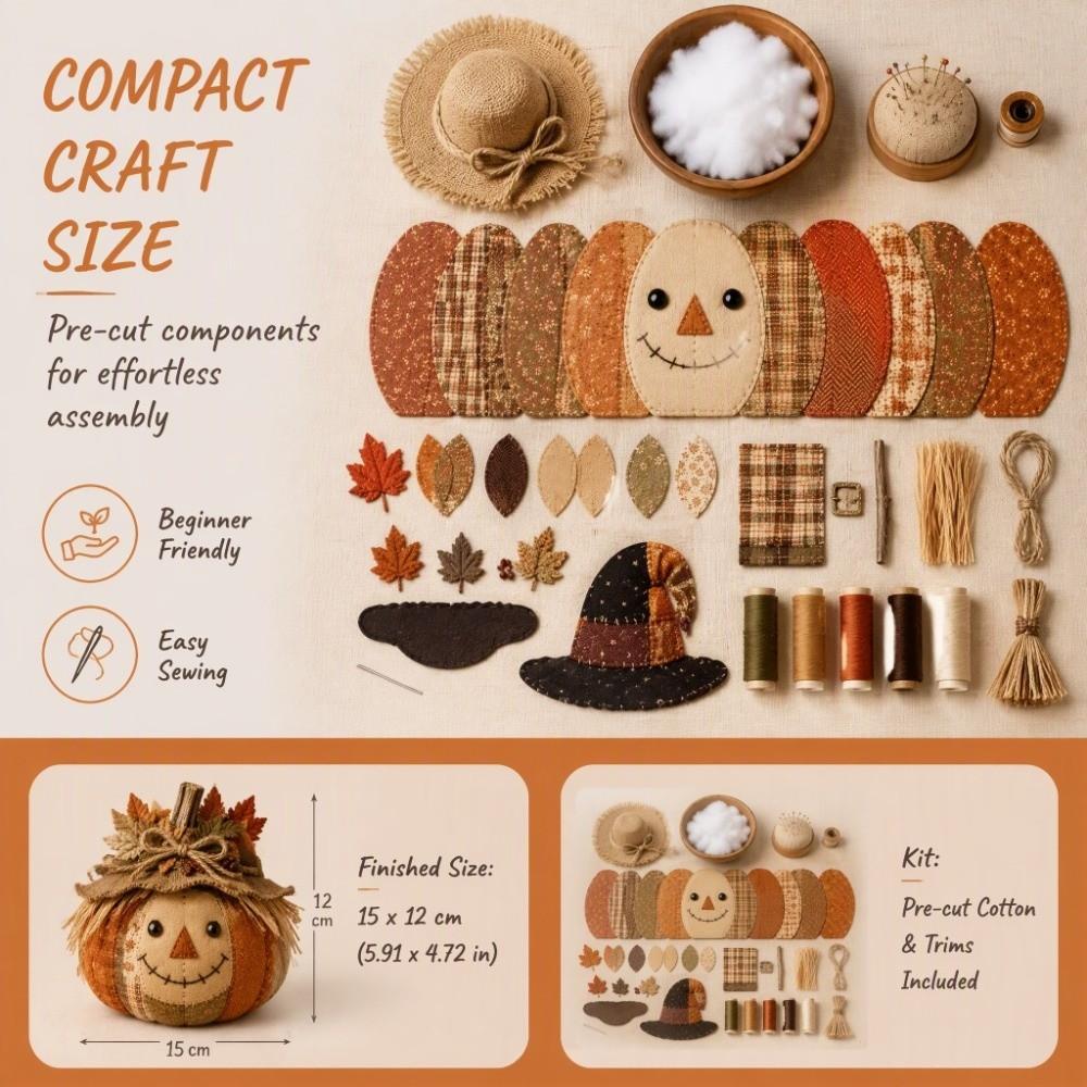 Whimsical Design DIY Sewing Kit Floral Fabric Patchwork Pumpkin Friends Kit  Gift For Craft Lovers