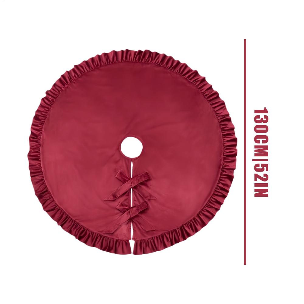 52 Inches Red Ruffled Velvet Christmas Tree Skirt Christmas Tree Skirt For Holiday Fall Farmhouse Outdoor Haunted House