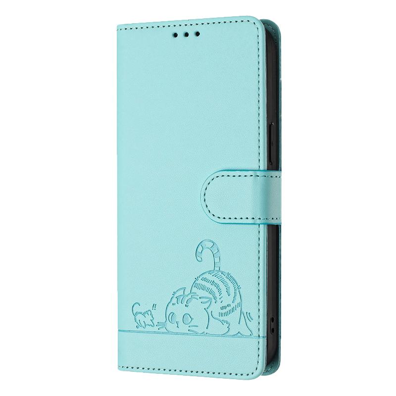 For Samsung Galaxy A07 / Galaxy A07S / Galaxy A08 Case Leather flap with cat pattern, pleasant to the touch Card holder function