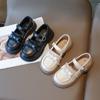 2024 Новые детские туфли для девочек из кожи, черные школьные туфли, кружевные, плиссированные, на липучках, детские, мягкие, с круглым носком, принцесса Мэри Джейн