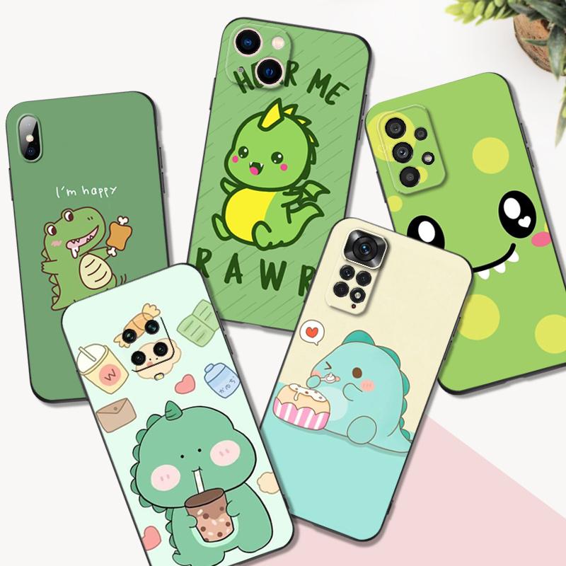 Black Tpu Case For OPPO Realme C11 Case For Realme C 11 2021 2020 Back Cover Bumper Dinosaur Cute Cartoon