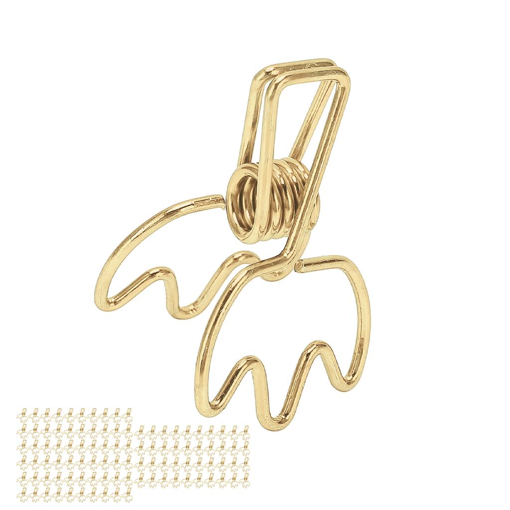 100Pcs Paper Clamps Metal Hollow Strong Clamping Force Crown Shape Tail Clips for School Home