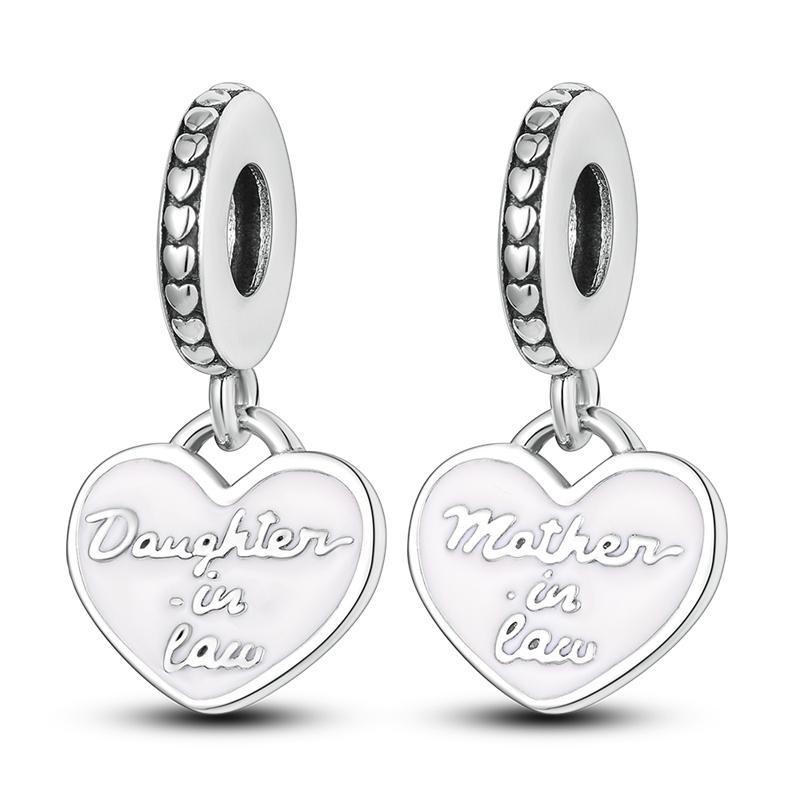 100% серебряный подарок матери 925 пробы бусина-шарм мама любовь счастливая семья подвеска подходит оригинальный браслет ожерелье DIY ювелирные изделия