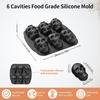 Skull Silicone Molds for Baking, 6 Cavities 3D Skull Baking Pan for Cake Chocolate, Skeleton Mold for Pizza Ice Wax Melt Jelly Resin (Black)