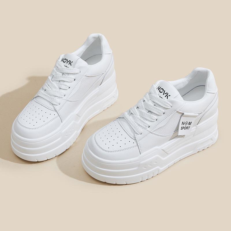 Обувь Wenzhou женская весенняя новая кожаная женская обувь с внутренней высотой, белая обувь женская универсальная платформа повседневная