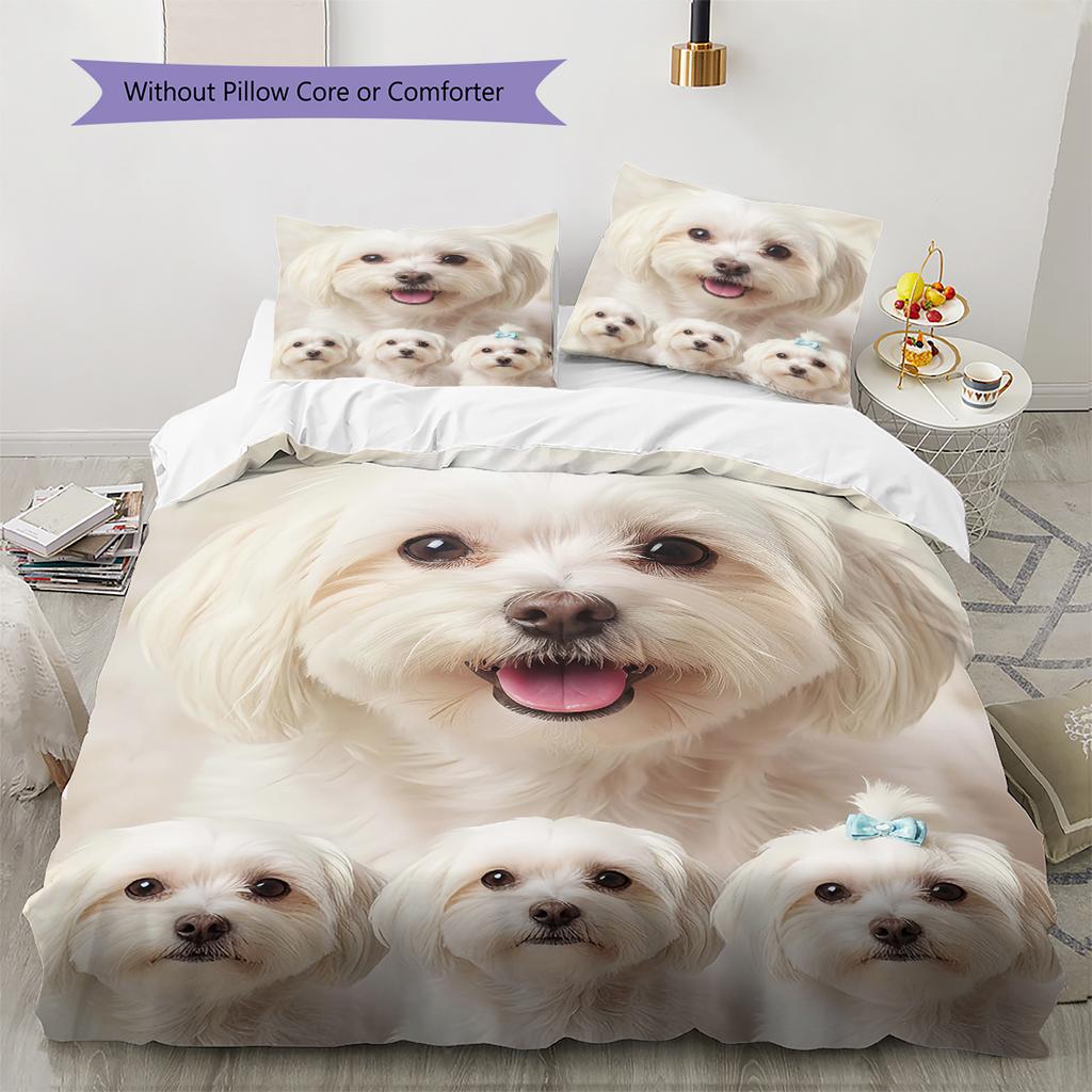 Poodle Marejus Dog Pattern Bedding Quilt Set Quilt Cover Pillowcase Home Decoration Gift (1 * duvet cover + 2 * pillowcase, without core)