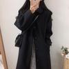 Woolen Coat Women's Retro Black Thick Coat From Spring And Autumn Period