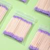 100/200/300/500 шт. Деревянные палочки с двумя головками для чистки ногтей, фиолетовые двухсторонние ватные палочки для чистки, средство для снятия лака для ногтей