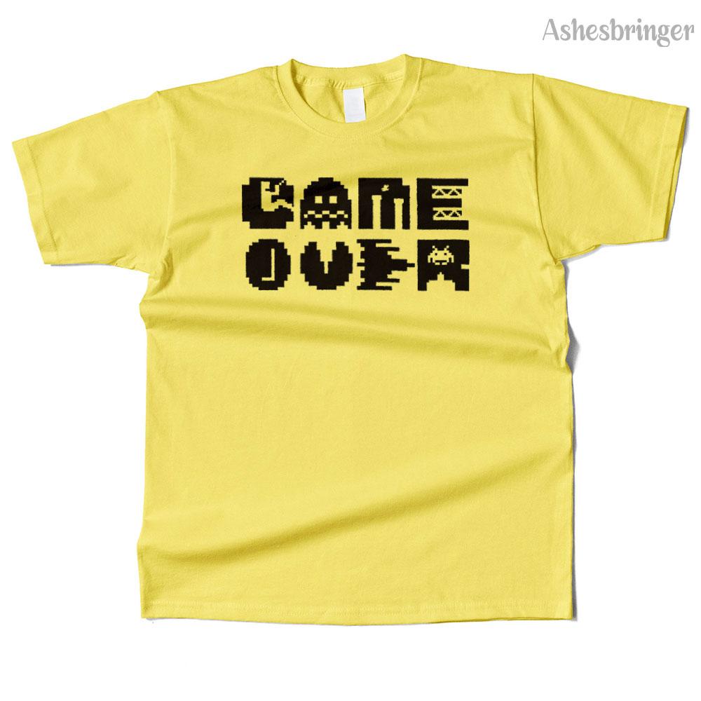 Mens Cotton Vintage Game Over 8 Bit Graphic Cute T Shirt Street Casual Style Tee for Men and Women
