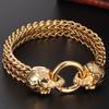Готический браслет с черепом для мужчин, позолоченный из нержавеющей стали 18 К, голова волка, льва, мужские браслеты, браслет в стиле панк-рокер, маннен, ювелирные изделия