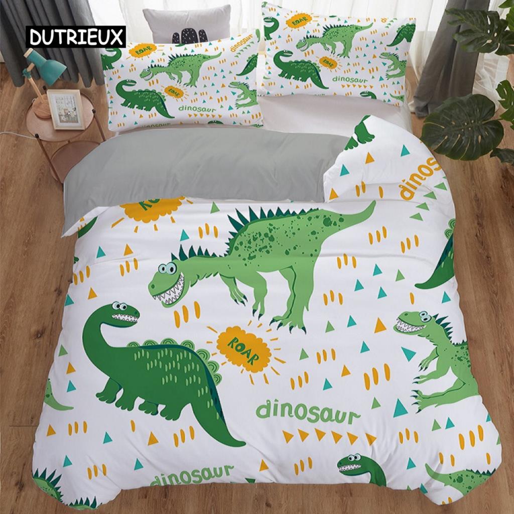 Cartoon Dinosaur Duvet Cover Animal Bedding Set Microfiber 3D Print Comforter Cover For Kids Girl Boy Bedroom Double Single Size