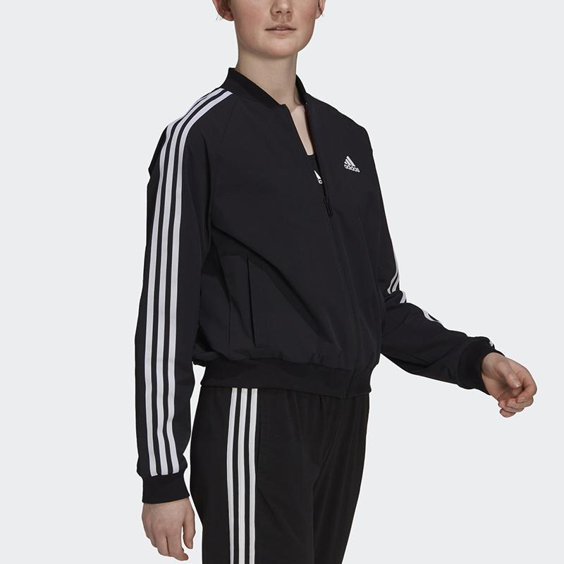 adidas Женская тканая спортивная куртка Essentials с 3 полосками, черная GS1352