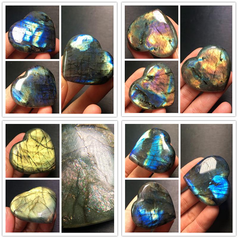 Captivating Madagascar Quartz Labradorite Natural Crystal Heart Pendant Decor For Unique Gifts
