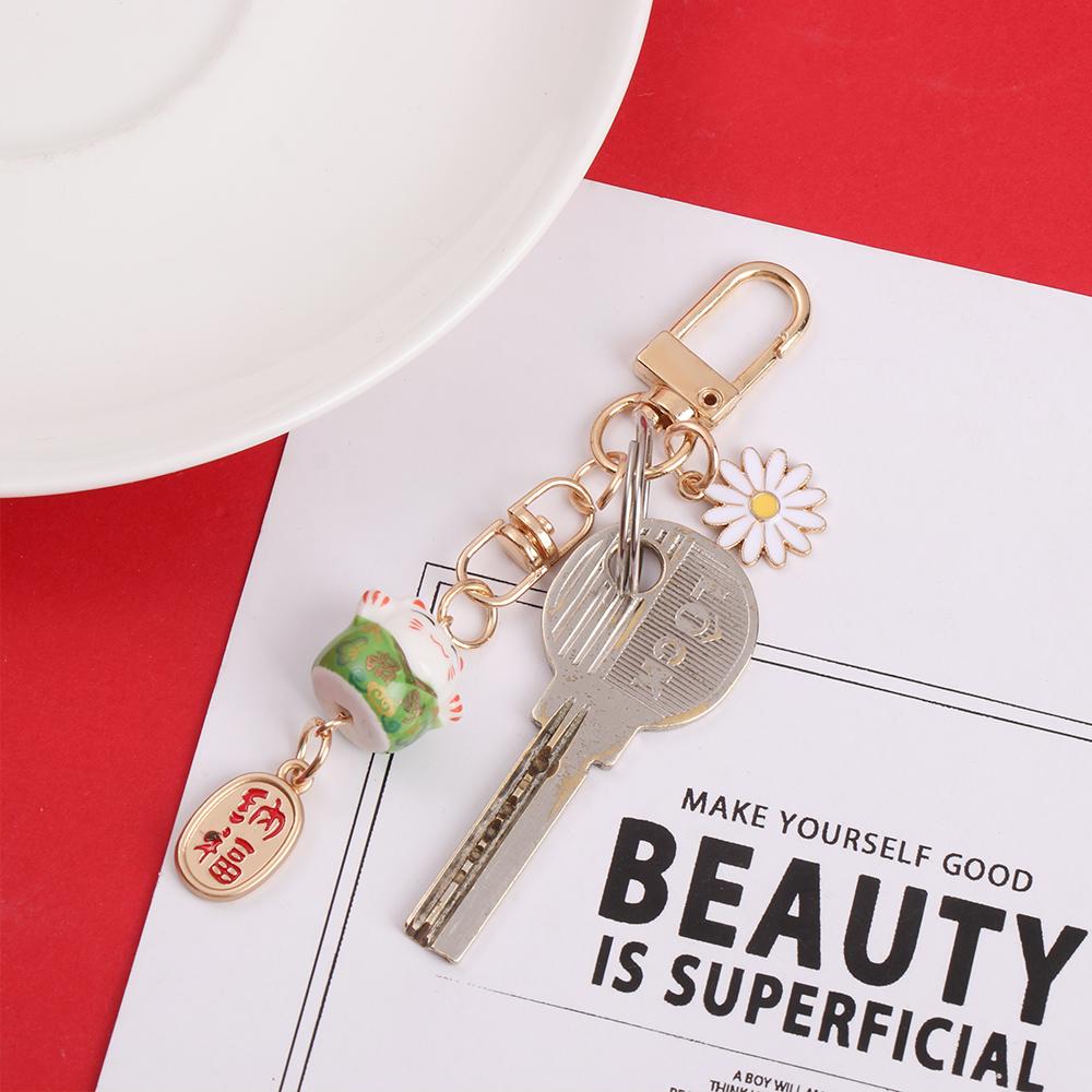 Couple Gift Car Bag Pendant Mobile Accessories Japanese Cartoon Fortune Cat Lucky Cat Keychain