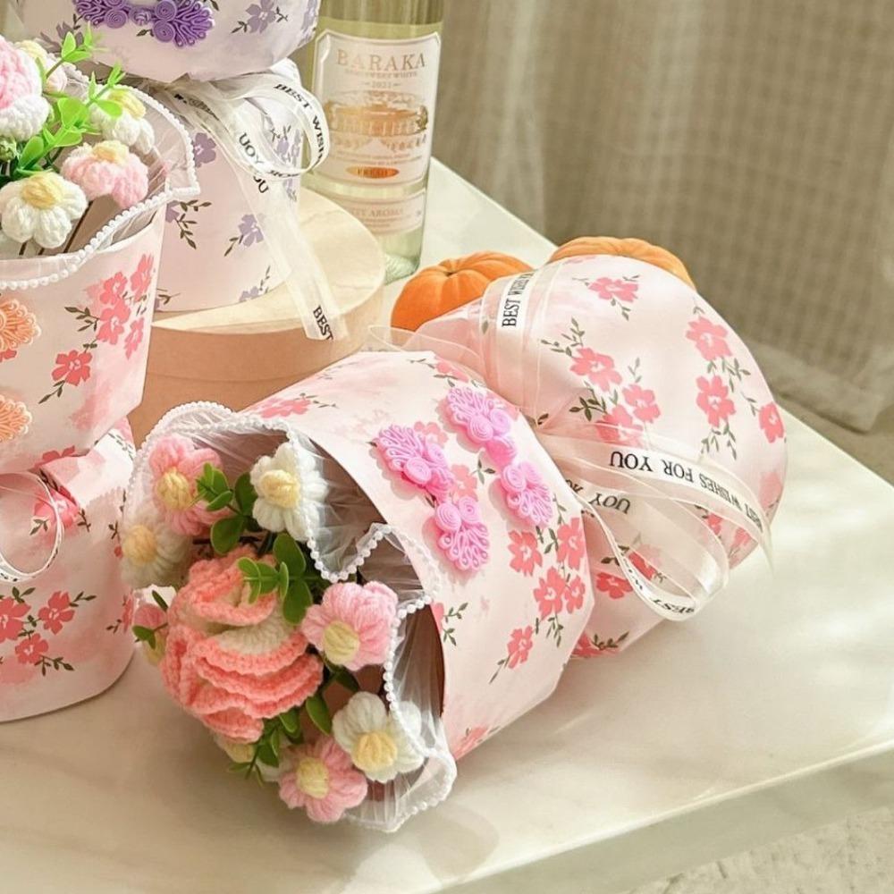 Romantic Carnation Bouquet Gift Finished Fake Flower Knitted Rose Bouquet Valentine's Day Gift