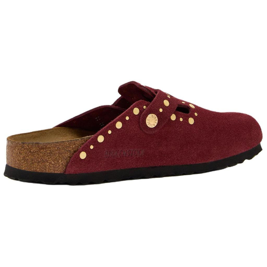 Birkenstock Бостонские заклепки Пробковая подошва Закрытый носок Домашние тапочки Женские Темно-красные Узкие 1030379