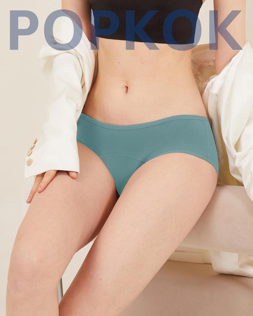 Комплект нижнего белья для девочек из хлопка, гигиенические шорты, комплект нижнего белья для девочек из 4 предметов [POPKOK] (Черный/Темно-серый/Серый/Сосново-зеленый, 160)