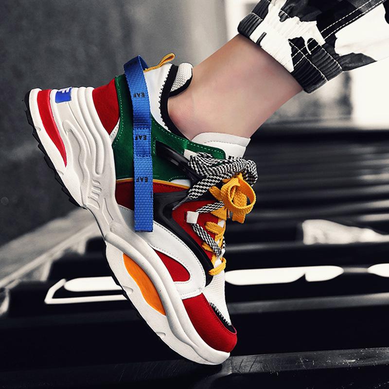 Весенне-осенняя новая пара спортивной и повседневной обуви, дышащая, удобная, увеличивающая рост, многоцветная мужская обувь