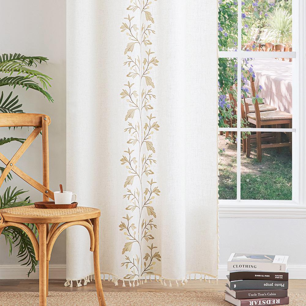 Шторы в стиле бохо с бахромой в винтажном стиле для гостиной, спальни, вышитые шторы для раздвижных дверей в фермерском доме с кисточками, карманные шторы