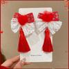 Plush Children Red Bow Hairpin Cat Ears Hanfu Hair Sticks All-match Ancient Style Hairpin  Girls