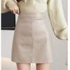 Женская юбка А-силуэта из искусственной кожи с высокой посадкой, коллекция осень/зима 2024 - Приталенный крой, Универсальная короткая юбка