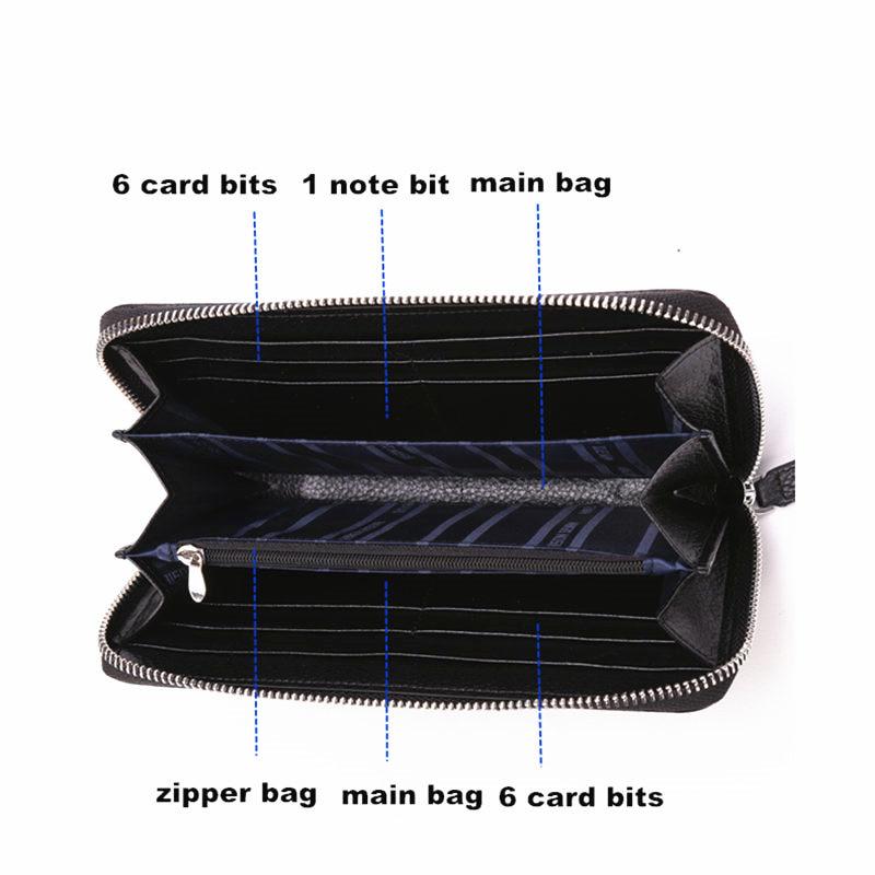 Мужской клатч кожаный держатель для карт портмоне на молнии мужской длинный кошелек из натуральной кожи