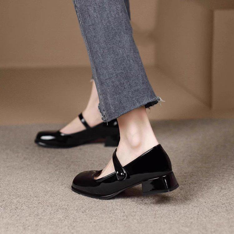Туфли Мэри Джейн Женские одинарные туфли Туфли на высоком толстом каблуке Модные и удобные