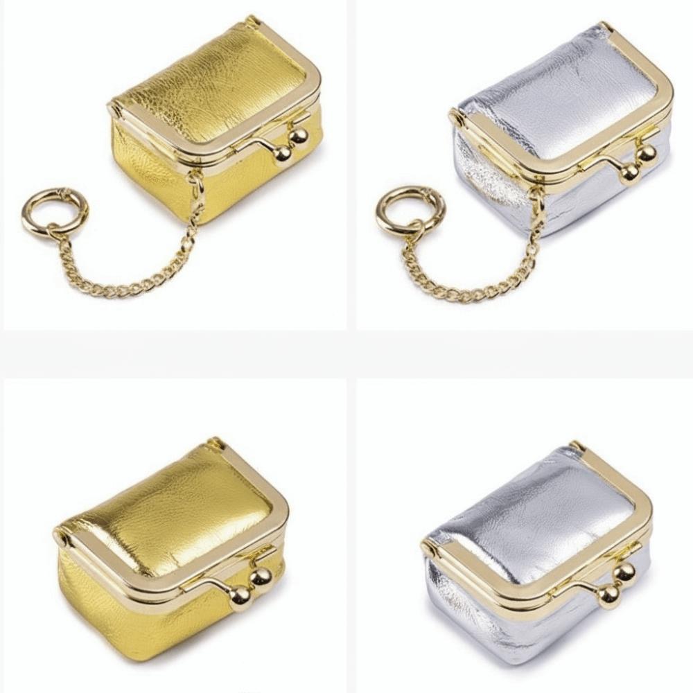 Exquisite Leather Jewelry Storage Box Pure Color Luxury Earring Necklace Wallet Clasp Closure Small Size Mini Coin Purse Daily
