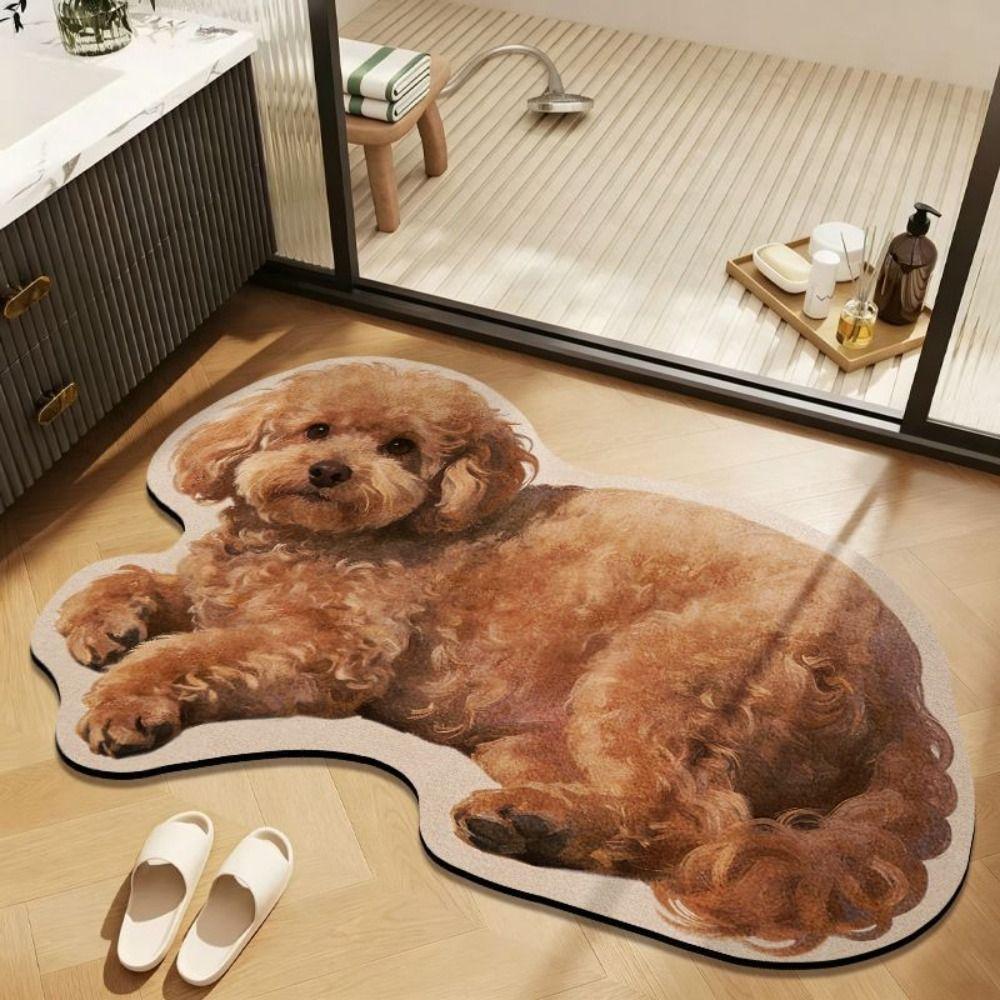 Pet Theme Rug Dog Shaped Rug Special-shaped Animal Floor Mat Cute Puppy Print Rug Bedroom Decor