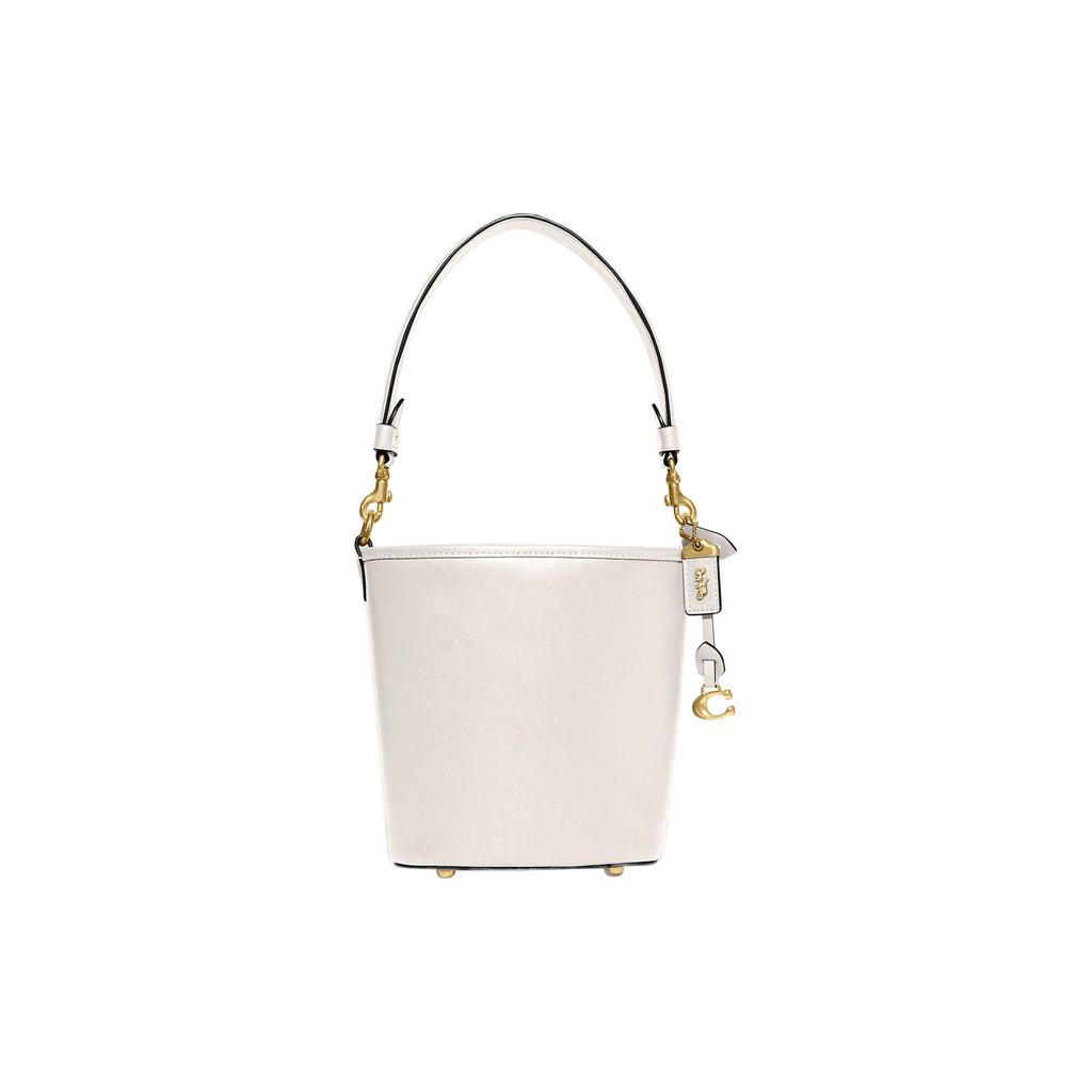 New COACH Cow Leather Bucket Bag Handbag Shoulder Bag Crossbody Bag Mini Women's White CJ827-B4HA