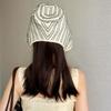 Solid Color Women Striped Fisherman Hat Ribbon Sunshade Hat Casual Bucket Hat  Beach