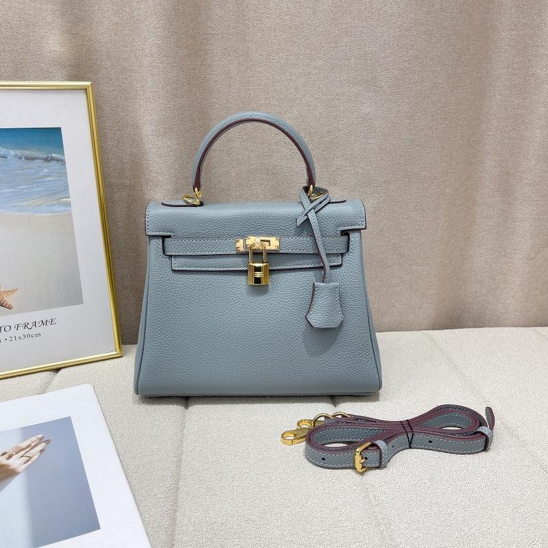 New Top Layer Cowhide Soft Leather Fine Lychee Pattern Leather Stitching Bag Genuine Leather Women's Bag Handbag Crossbody Bag