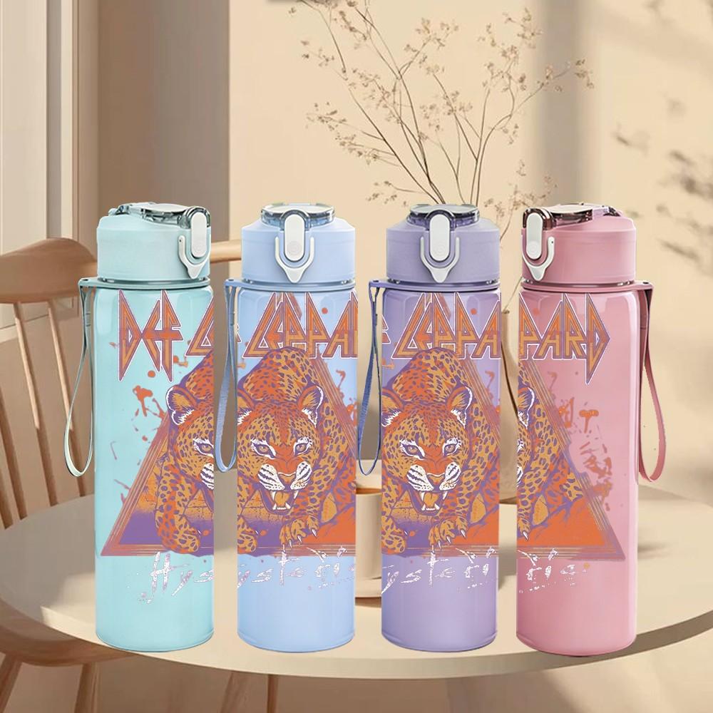 1PC Purple Triangle Logo 750ml sports water bottle leakproof straw lid outdoor office home