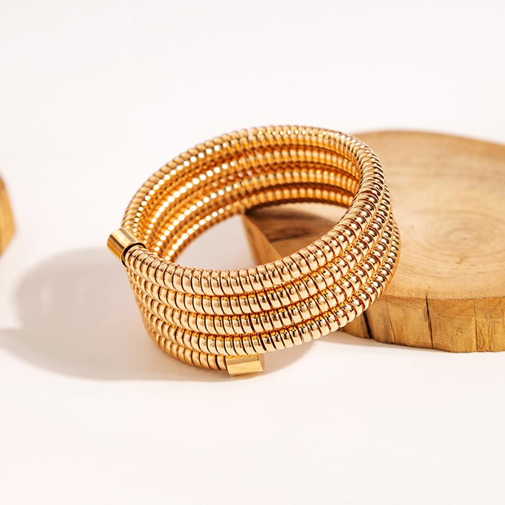 Модные унисекс украшения на запястье Уникальный металлический браслет в стиле пружины Наборный браслет Многослойный браслет для женщины мужчины