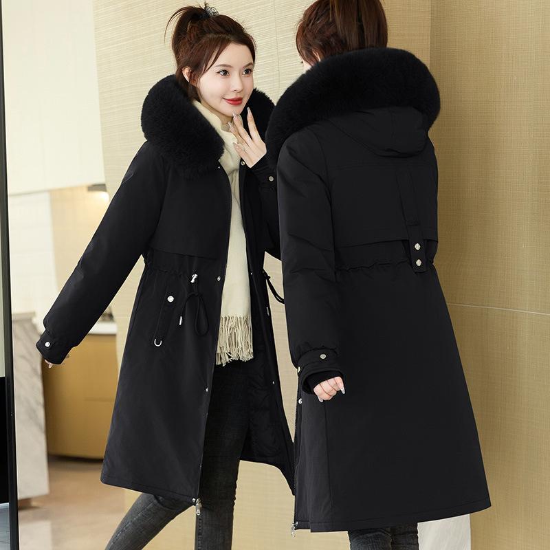 Живое лицо съемное одно платье три наряда женская средняя и длинная хлопковая одежда талия хлопковая куртка зимнее утолщенное хлопковое пальто