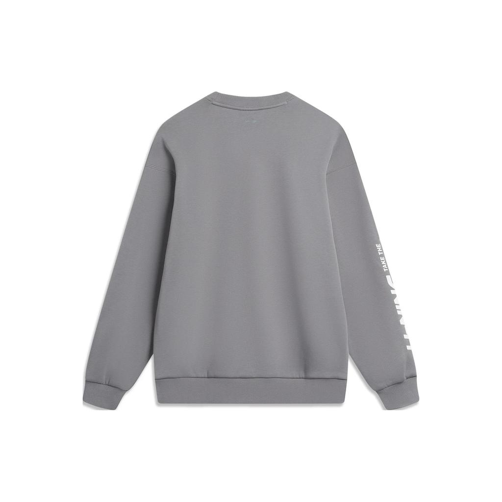 Li Ning Sports Lifestyle Series Letter Logo Print Флисовый свитер с длинным рукавом Толстовка унисекс Дымчато-серый AWDTB37-8