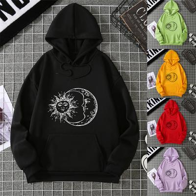 Женская спортивная рубашка с узором «Солнце и Луна», пуловер с длинным рукавом, с принтом черных грибов, одежда, модный тренд