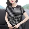 Korean Plus Size 3XL 4XL 5XL Women T-Shirts Summer Short Sleeved Casual Oversized Stripe Women's Tees Fashion Ladies T Shirt White Black Y2k Tops