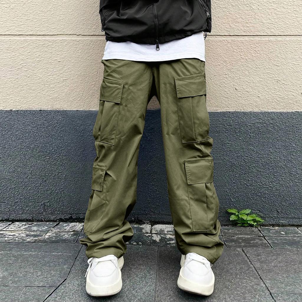 Men's Overalls Drawstring Multi Pocket Casual Pants Hiking Pants Cotton Twill Pants