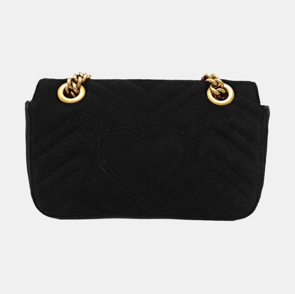 [Pre-Owned] GG Marmont Series Vintage Logo Chain Quilted Velvet Mini Crossbody Bag - Very Good #P6DIDQ
