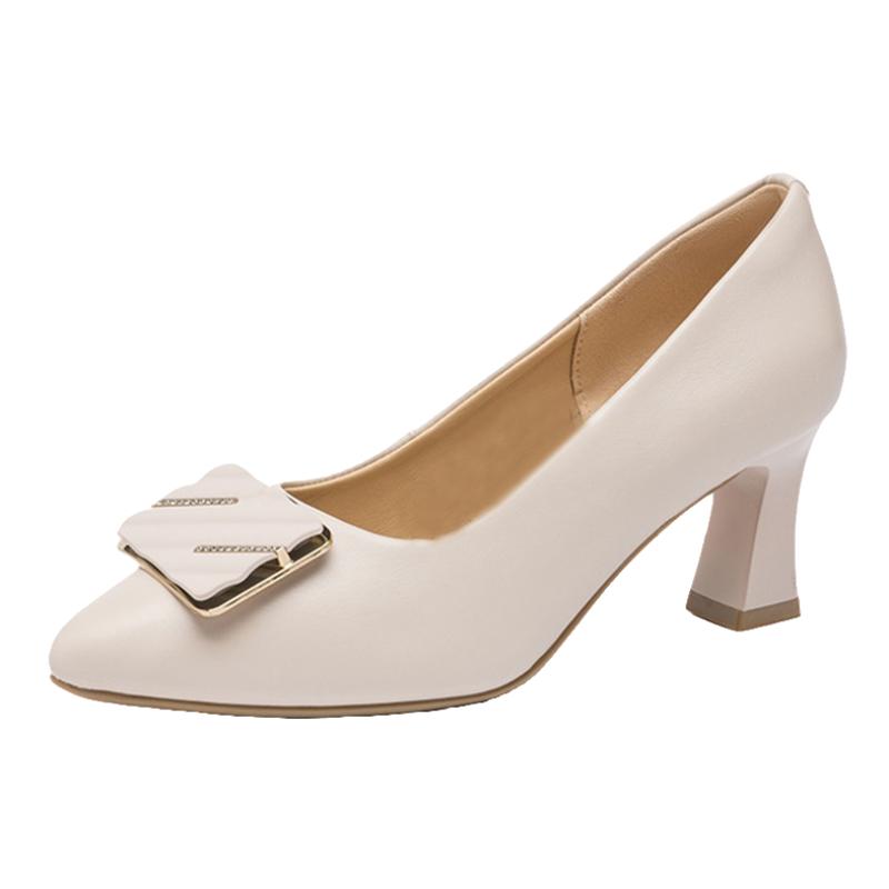 Обувь грубого покроя для женщин, универсальная на весну и осень, с острым носком, на среднем каблуке