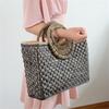 Yogodlns Straw Handbag Women New Straw Beach Bag Hand-Woven Simple Wild Summer Vacation Travel Trend Retro Casual Rattan Bag