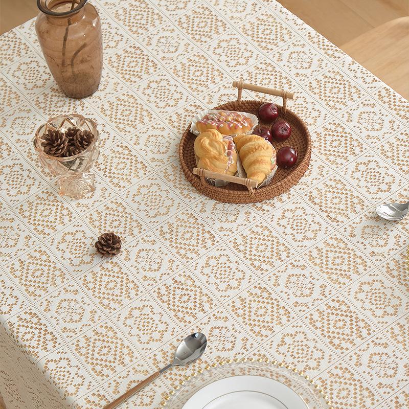Скатерть в американском ретро-стиле Премиальная Прямоугольная Кисточка Настольная салфетка Ткань для фотофона Вязаная Ажурная Атмосфера Пылезащитная Декоративная Ткань