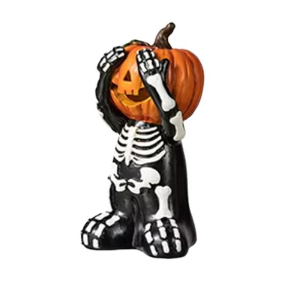 Хэллоуин Украшение Скелет Форма Тыквы Статуи Смола Готический Декор Дом Вечеринка Фестиваль Фигурка Черепа