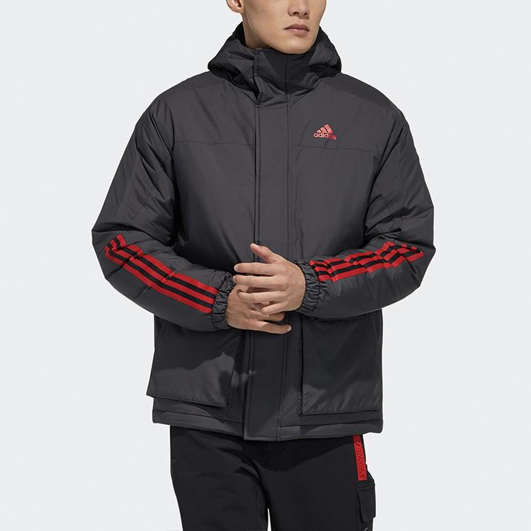adidas Куртка Cny X-bu с китайским новогодним тематическим принтом, уличное хлопковое пальто с капюшоном, мужская верхняя одежда, черный GN7373