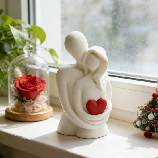 Фигурка обнимающейся пары, напечатанная на 3D-принтере, статуэтка пары с любовным сердцем на День святого Валентина, украшение для дома, офиса, десктопа