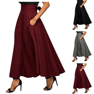 Женская модная повседневная однотонная юбка с карманами и высокой талией